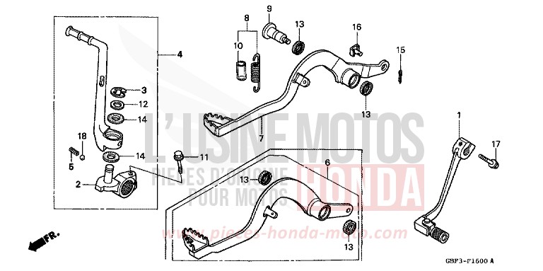 PEDALE/BIE. DE DEMARREUR DE KICK de CR80R "Grandes Roues" NEUCLEAR RED (R177) 1998